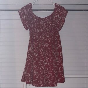 SHEIN Burgundy Floral Mini Dress